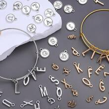78pcs/Set Silver & Gold Tone Alphabet ABC Pendant, 3 Styles Mixed Uppercase A-Z Pendant, DIY Jewelry Accessories For Bracelet & Necklace Making - Letter - View 3