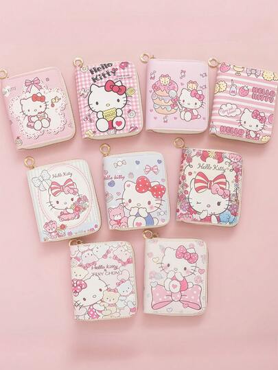 1pc Short Wallet, Cartoon Cute Student Mini Zipper Coin Purse For Girl