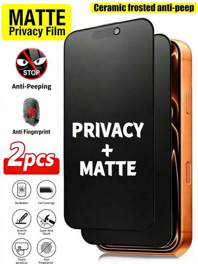 2-pack matt skärmskydd för iPhone 17 Pro Max [6,9 tum] | Mjuk TPU-film (ej härdat glas eller keramik), splittersäker och stötdämpande | Integritetsfunktionen säkerställer att skärminnehållet endast är synligt framifrån | Antireflexbeläggning och anti-fingeravtrycksbeläggning minskar ögonbelastningen och håller skärmen ren.