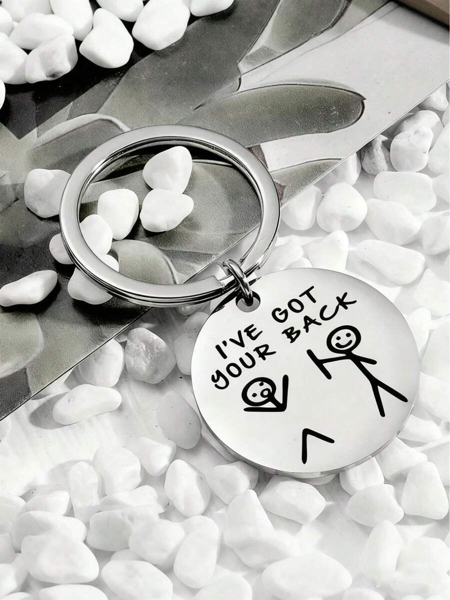 1pc Interesting Matchstick Man Keychain, Funny Stainless Steel Keyring, Creative Cute Cartoon Pendant, Lovely Bag Charm, Backpack Accessory, Jewelry Decoration, Perfect Daily Wear, Great Birthday Gift Or Party Favor. Cartoon Style Pendant. Perfect Gift For Best Friends, Brothers, Sisters, Etc. - Multicolor - View 1