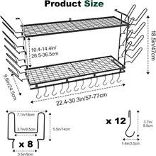 Housolution Topf Organizer Wand, 57-77cm Länge Erweiterbare, 3-Stufig Höhe Verstellbare, Robuster Pfannenhalter Topfdeckel Organizer Topfdeckelhalter mit 12 Vertikalen Haken und 8 Deckelhalter - 1 - Übersicht 8