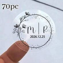 17/35/70pcs Custom Clear Plastic Stickers With Black Print ,Personalized Wedding Transparent Stickers,Stickers For Wedding,Personalized Label Transparent Sticker,Valentine's Day Gift, Couple Gift - Multicolor - View 37