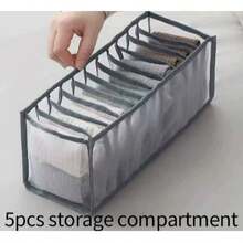 1/3/5 piezas Caja divisora de almacenamiento de ropa interior, organizador de cajón para calcetines y ropa interior - Gris - Ver 9