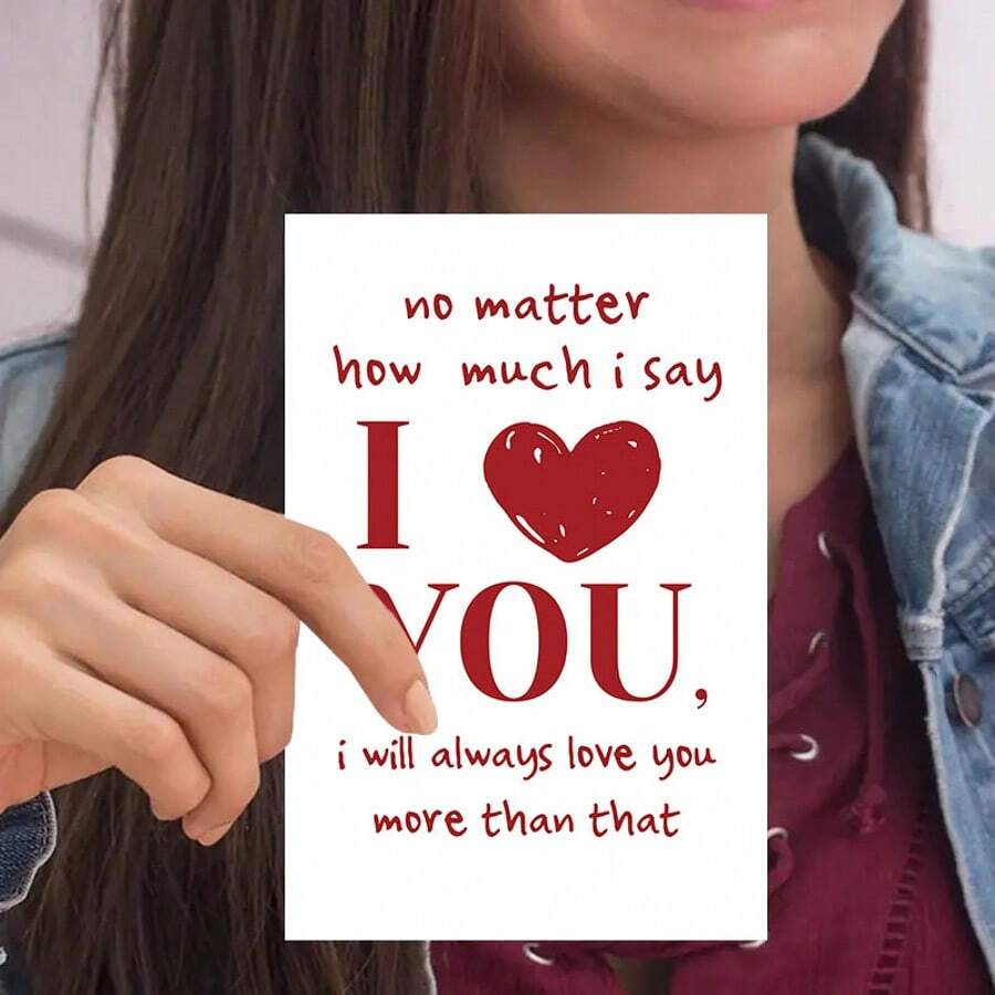 1 Romantic Heart Card With Envelope: "No Matter What I Say, I Will Love You Even More" - Perfect For Husbands, Wives, Boyfriends, Girlfriends, Birthdays, Anniversaries, Or Simply Because I Miss You - Red And Pink Design, 4.92" X 6.89" - Đỏ - Xem 1
