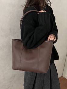 女士时尚多功能手提包，女士手提包，优雅女士手提包，时尚女士手提包，大容量手提包 - 棕色 - 查看 4