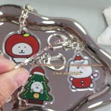 1set/5pcs Japanese Soft And Cute Anime Peripheral, Japanese Cute Little Bear Keychain, Acrylic Cute Backpack, Niche Student Gift Pendant, High-Value Cartoon Student Couple Pendant, School Gift, Perfect Small Gift For Fans, Family And Friends, Valentine's Day Gift, New Year's Gift, Valentine's Day Gift, Easter Gift - Multicolor - View 5