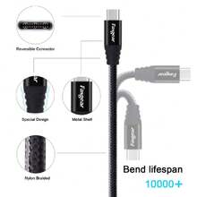 Cable USB C a micro USB de 1 m de nailon trenzado tipo C a micro USB compatible con Galaxy S7/S6, HTC One/10 y más (negro, 3 pies),37498665 - transparente - Ver 5