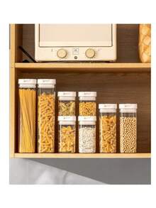 1pc Moisture-Proof Sealed Tank Square Transparent Grain Storage Jar Dried Fruit Snack Box Cans Kitchen Plastic Container Organizer - Multicolor - View 7