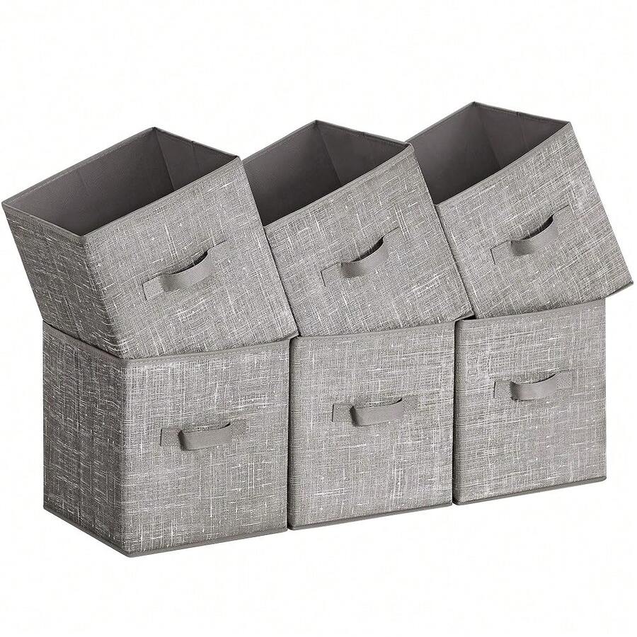 Storage Cubes, 11-Inch Non-Woven Fabric Bins With Double Handles, Set Of 6, Closet Organizers For Shelves, Foldable, For Clothes, Taupe UROB026K01,10.2''Lx10.2''Wx11''H,Taupe - Taupe - 查看 1