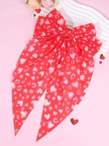 1pc Valentine's Day Red Hair Bow For Girls Heart Shaped Bow French Clip Large Tail Hair Clip Elegant Tulle Barrettes Cute Sweet Hairpin Festival/Gift Hair Bow Teens Hair Accessory - Red - View 7