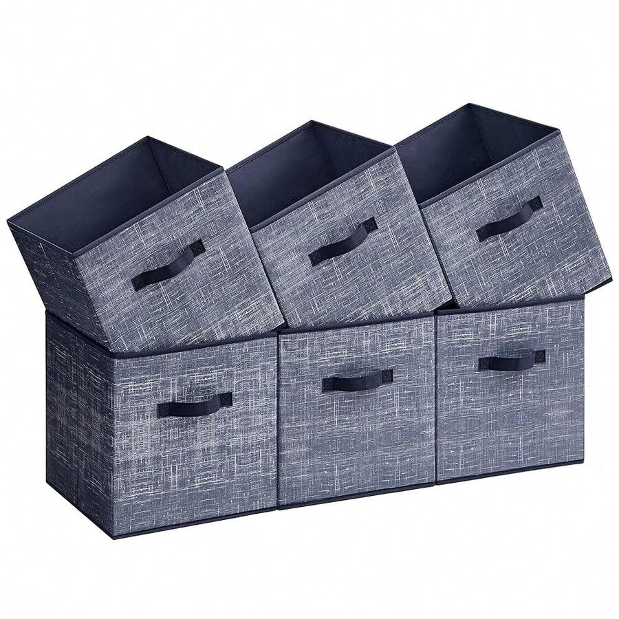Storage Cubes, 13-Inch Non-Woven Fabric Bins With Double Handles, Set Of 6, Closet Organizers For Shelves, Foldable, For Clothes, Misty Blue UROB033I01,13inchLx13inchWx13inchH,MistyBlue - 霧藍 - 查看 1
