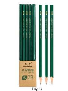 5支经典绿色六角木质铅笔，学生考试返校文具，2B/HB/2B考试铅笔，答题纸书写绘画用品 - 墨綠色 - 查看 12