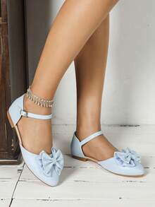 1双少女平底便鞋，休闲户外舒适真皮鞋，适合聚会、工作等场合 - 藍色 - 查看 9