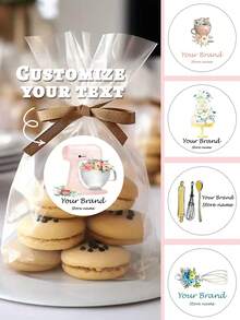 24pcs Personalised Baking Stickers Gift Labels,Custom Text,Party Baking Cake Shop Decoration Baked Pastries Add Personalized Custom With Store Name Stickers,ANY NAME Cakes Cake Box Cupcakes Etc - Multicolor - View 8