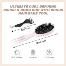 Curl Defining Brush, 2025 Curly Roll Comb Hair Brush Styling Brush, Curly Hair Brush, Shaping &Amp; Defining Curls For Women (Pink) - 淺灰紫 - 查看 2