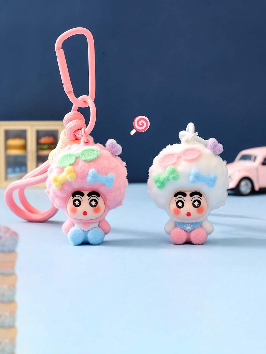 1 pieza Llavero con peluche de Shin-Chan con cabeza explosiva, pequeño colgante de bolso, regalo para amigos - Multicolor - Ver 1