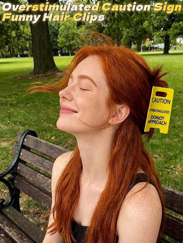 Caution Overload Warning Sign Hair Clip, Do Not Approach Sign Hair Clip, Yellow Warning Hair Clip, Fun Yellow Hair Clip Suitable For Thick Hair, Eye-Catching Gift For Colleagues And Friends, Small Sign Expresses "I Love You", Fun Yellow Hair Clip Suitable For Thick Hair Hair Accessories Fashion Claw Clips Elegant Hair Claws