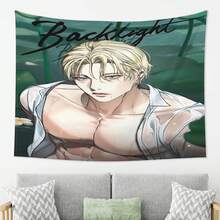 Backlight Anime Tapestry - Soft Peach Light Fabric, Horizontal Wall Hanging With Vibrant Character Design, Perfect For Living Room, Bedroom, Or Study Decor, Ideal For Thanksgiving And Family Gatherings, Anime Room Decor - màu đen - Xem 5