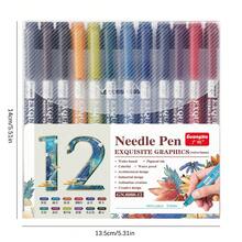 GuangNa 12/24-Colour Retro-Style Ink Pen, 0.5mm Nib, Delivering Smooth, Even Ink Flow. Ideal For Line Art, Doodling, Comic Design, Sketching And Outlining. Professional-Grade Art Supplies. - Multicolor - View 10