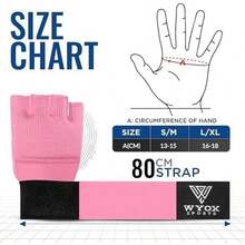 WYOX Vendas de Gel Boxeo, Guantes Interiores para Hombre y Mujer, Correa de muñeca de 80 cm, Soporte Acolchado para Nudillos, Vendas sin Dedos para Entrenamiento de MMA - L-XL-Rosa - Ver 3
