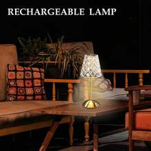 Crystal Lamp With Adjustable LED Lights, Rechargeable Ambient Lights, USB Night Lights For Desks, Dining Rooms, Kitchens, Bedrooms And Living Rooms, Home Decoration Bedside Lamps, Hotel And Bar Lighting, Touch Version With 3 Colors, Christmas Gift - 02 - 查看 5