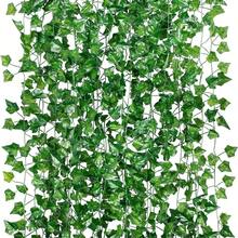 1/5pcs 90 Pieces Artificial Ivy Leaves Vine, Detachable Leaves, UV-Resistant Plastic Plants For Decoration In Living Room, Kitchen, Balcony, Garden, Bedroom, Farmhouse - Green - View 9