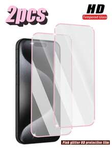 [2 miếng] Miếng dán màn hình, thiết kế khung viền lấp lánh màu hồng, cá nhân hóa, thân thiện với mắt, siêu trong suốt, tương thích với iPhone 17e/17 Pro Max/17 Pro/17 Air/17/16/16 Pro/16 Plus/16 Pro Max/15/15 Plus/15 Pro/15 Pro Max/14/14 Plus/14 Pro/14 Pro Max/13 Mini/13/13 Pro/13 Pro Max/12 Mini/12/12 Pro/12 Pro Max/11/11 Pro/11 Pro Max và các dòng máy khác, chống trầy xước, chống sốc, phủ toàn màn hình, dễ dàng lắp đặt. - Hồng - Xem 17