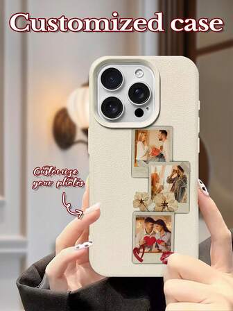 1pc Customized Lip Print Heart Design Personalized Milky White Large Aperture Lens Litchi Texture Protective Phone Case, Suitable For IPhone17 Air 16 15 14 13 12 11promax, Galaxy S25 24 23 ULTRA FE A55 54 35