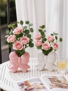 1 chiếc bình trang trí nơ, bình lớn thiết kế ruy băng dễ thương, thích hợp để trang trí nhà cửa, bàn phòng khách, kệ phòng ngủ và trưng bày quà tặng. - Nhiều màu - Xem 4