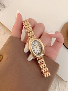 1pc Vintage Silver Stainless Steel Square Small Dial Women's Watch, Fashion Minimalist Elegant Luxury Petite Quartz Ladies Wristwatch, Suitable For Daily Wear, Parties And Other Occasions - Vàng - Xem 2