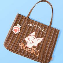 Miniso Túi xách kẻ caro thuộc series Zootopia của Disney - Có hình Judy và Nick, đáy được gia cố, chịu lực tốt, phù hợp cho văn phòng và những chuyến đi ngắn (1 chiếc) - Nhiều màu - Xem 6