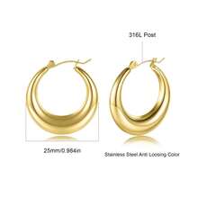 MDFUN 14K Gold Plated 316L Stainless Steel Thick Hoop Earrings, Lightweight Yet Substantial Gold Tone Earrings, For Women - Gold - View 10