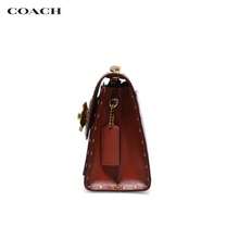 Coach 经典百搭复古山茶花链条翻盖单肩包，涂层帆布和皮革材质，卡其色和棕色 Monogram 图案，货号 30592、29416 蛇纹、30585 棕色、34256 山茶花白、30585 白色 - 卡其拼棕色老花30592 - 查看 4