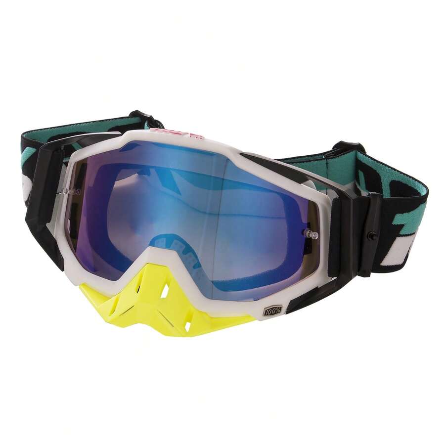 Motorcycle Goggles, Adjustable Strap Windproof Scratch Resistant Ventilated For Sports Cycling Snowboard - 黑白+黃 - 查看 1