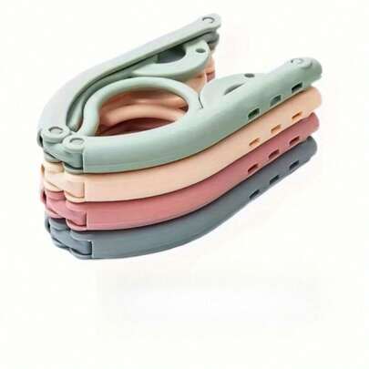 5 Pcs Portable Anti-Slip Folding Hangers - Durable Plastic, Suitable For Travel And Home Use