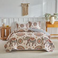 3pcs King Size Duvet Cover Set With Pillowcase, Lightweight & Soft Elephant Digital Print Quilted Bedspread, Thin Comforter For All Seasons, Spring/Summer - Multicolor - View 1