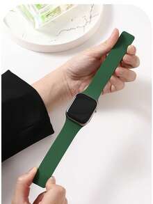 1条男女通用荔枝纹硅胶磁吸表带，兼容 42mm、38mm、40mm、41mm、44mm、45mm、46mm、49mm，时尚智能手表替换表带，适用于Series Ultra2、Ultra SE2、SE 11、10、9、8、7、6、5、4、3、2、1