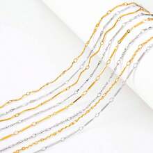 1m Fashionable Stainless Steel Bar S-Shaped Chain, Gold Embossed Curved Twisted Bar Chain, Suitable For DIY Necklace, Bracelet, Jewelry Making - Chain - View 7