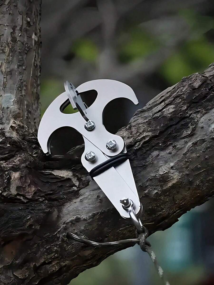 2pcs/Set Versatile Stainless Steel Folding Hanging Hook, 4-Claw Design, Durable For Hiking, Camping To Hang Backpack, Tent, Clothes, Ropes And Survival Gear