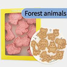 8 Pieces Forest Animal Cookie Cutter, Cartoon Giraffe Press Cookie 3D Fondant Baking Tool - Animal 8-piece Set - View 2