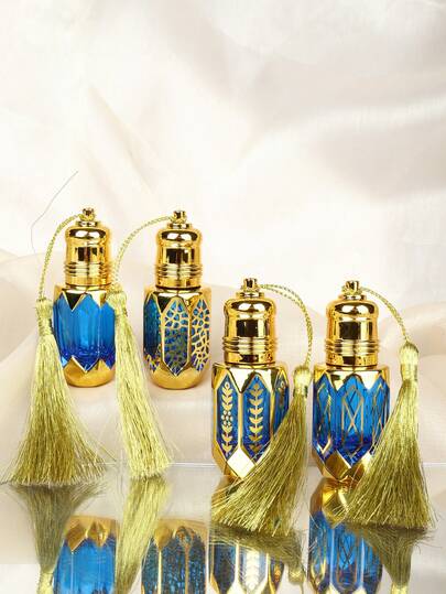 6ml Ramadan Fragrance Roll-On Bottle, Refillable Essential Oil Container With Tassel Lid, Leak-Proof Travel Fragrance Atomizer | Mini Roll-On Bottle For DIY Aromatherapy, Skincare, Home Fragrance, Handbag & Gym Bag Carry | Women Self-Care Relaxation Birthday Valentine's Day Gift