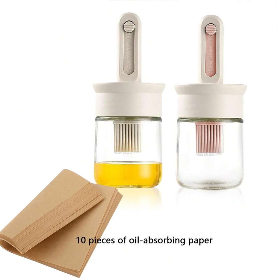 Este cepillo de aceite 2 en 1 cuenta con cerdas de silicona y papel absorbente, lo que lo hace fácil de limpiar y duradero. Es muy adecuado para cocinar, asar a la parrilla y sazonar salsas, especialmente para aceite de oliva y vinagre. Es un ayudante esencial en las cocinas y restaurantes modernos, sirviendo como dispensador de salsas, asistente del horno y recipiente de condimentos. Es perfecto para la organización, el almacenamiento y los accesorios de la cocina. ¡Un regalo ideal para el Día de San Valentín, Eid Al-Fitr y el Ramadán! - Multicolor - Ver 1