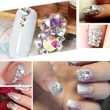 Round Flat Bottom Crystal Glass DIY Rhinestones, Hot Melt Glue Rhinestone Decorations For Room Decor, Crafts, Mirrors, Clothes, Shoes, Shirts, Hats, Gifts - Crystal AB - View 7