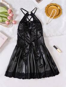 New Cosplay Costume Suspender Dress - Black - View 11