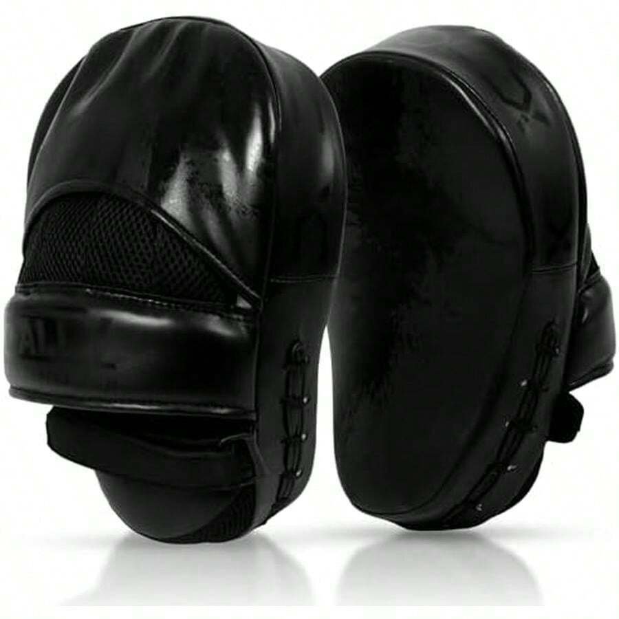 DALLX Sports Punch Mitts Target Focus Pads Hook and Jab Curved for MMA Training Martial Arts Karate Kickboxing Muay Thai with Adjustable Straps Ventilated - Negro - - Ver 1