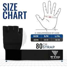 WYOX Vendas de Gel Boxeo, Guantes Interiores para Hombre y Mujer, Correa de muñeca de 80 cm, Soporte Acolchado para Nudillos, Vendas sin Dedos para Entrenamiento de MMA - S/M-Negro - Ver 3