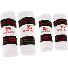 AMLESO Protectores de Taekwondo - Espinilleras y Protectores de Brazos y Codos (Rojo, S/M/L/XL) - Blanco-M - Ver 5