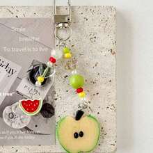 1pc Unisex New Creative Apple Pendant Keychain, Five-Pointed Star & Flower Decor Accessory, Festival Birthday Gift Car Accessories Bag Charm School Cute Goth Y2k Bag Accessories Lanyards With Id Holder Car Accessories Bag Charms - Nhiều màu - Xem 4