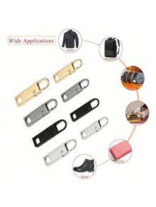4pcs Detachable Metal Zipper Pulls, Zipper Replacements (Upgrades), Detachable Zipper Pulls Suitable For Luggage, Clothing, Jackets, Backpacks, Boots, Wallets, Coats - Anti-Theft Deterrent - Secure Zipper - Zipper Pull Replacement Parts - 彩色 - 查看 9