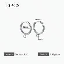 10件套304不锈钢18K镀金垂直平行耳钩耳环配件，DIY饰品耳环制作配件，女士不锈钢饰品，女士耳环配件 - 平行耳扣 - 查看 12